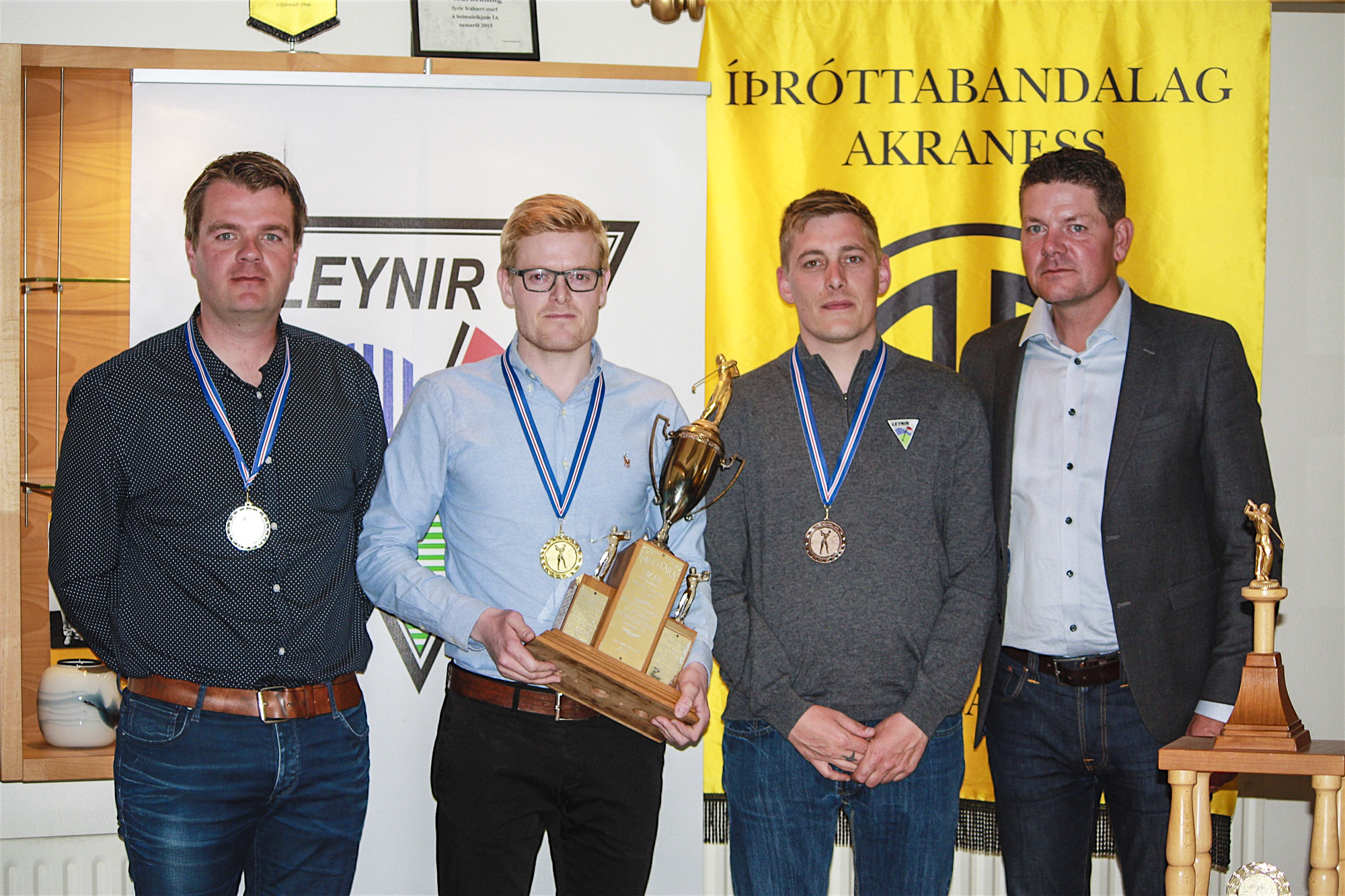 Hróðmar Halldórsson, Stefán Orri Ólafsson, Jón Örn Ómarsson og Þórður Emil Ólafsson formaður Leynis.