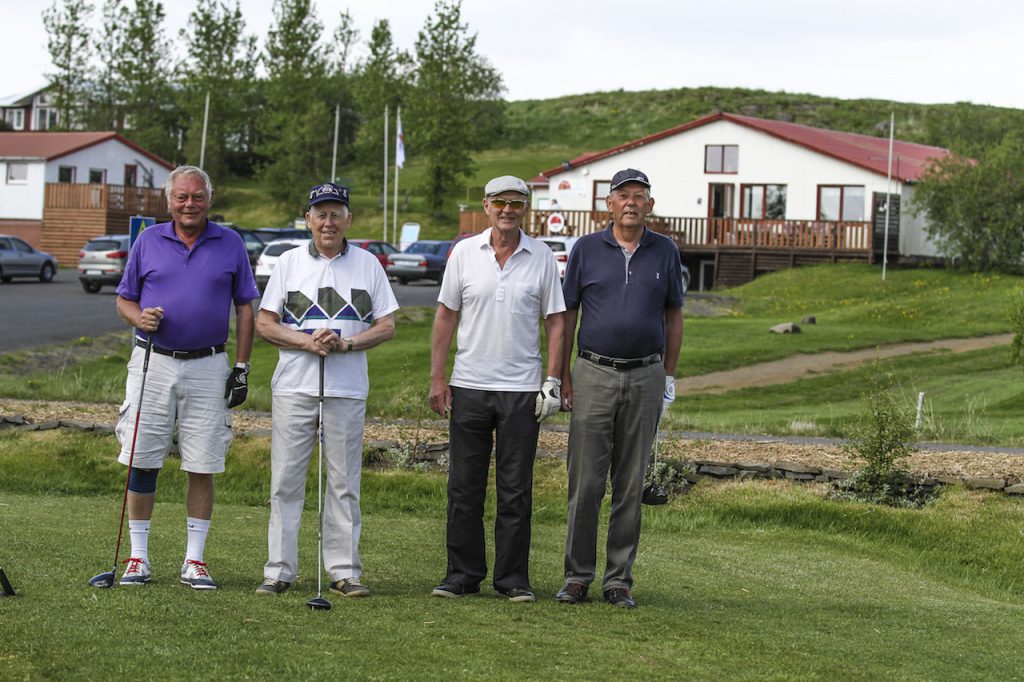 Leikfélagarnir- Jónas Ragnarsson, Karl, Helgi Guðmundsson og Pétur Skarphéðinsson. Mynd/seth@golf.is