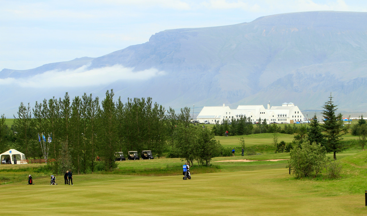 Yfirllitsmynd frá 14. braut á Korpúlfsstaðavelli sem er ein af uppáhaldsholum Garðars. Mynd-Golfmyndir.is