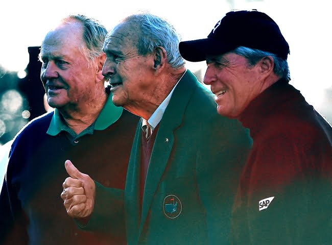 Jack Nicklaus, Arnold Palmer og Gary Player. Mynd/Golfsupport.nl